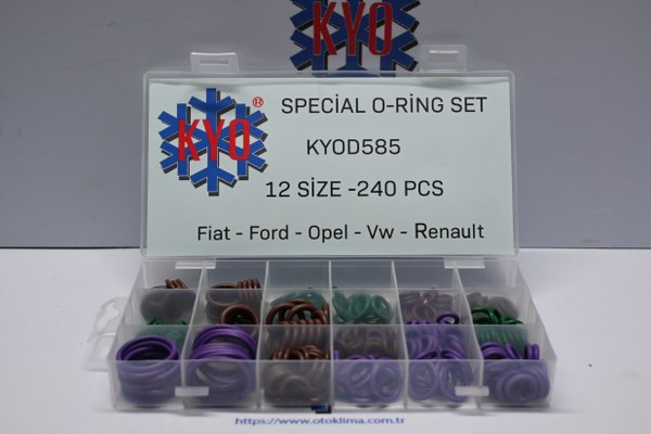 KYOD585  FİAT - OPEL - FORD - VW - RENAULT  ÖZEL ORİNG SETİ 12 ÇEŞİT  240 PCS  
